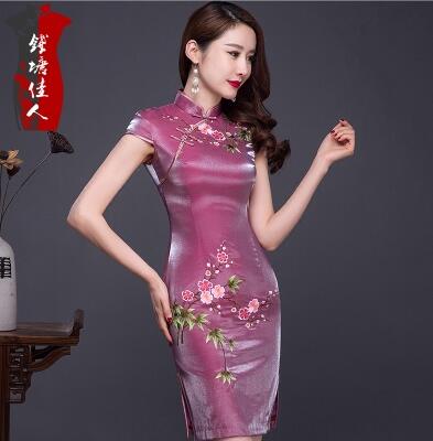 錢塘佳人改良時尚短款棉麻旗袍
